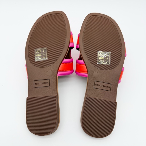 Call It Spring Kamiko Multicolor Slide Sandals Red Orange Pink 6 NEW - Picture 10 of 14